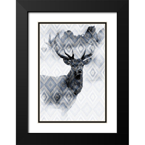 Ikat Deer Black Modern Wood Framed Art Print with Double Matting by Allen, Kimberly
