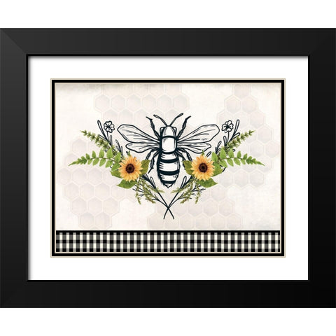 Bee Flower Black Modern Wood Framed Art Print with Double Matting by Allen, Kimberly