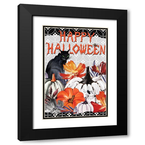 Black Cat Halloween Black Modern Wood Framed Art Print with Double Matting by Allen, Kimberly