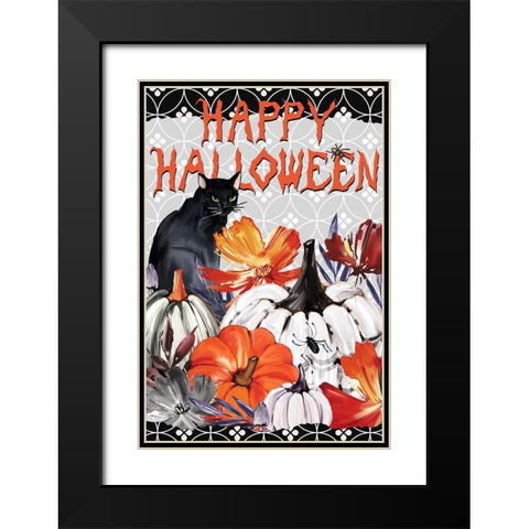 Black Cat Halloween Black Modern Wood Framed Art Print with Double Matting by Allen, Kimberly