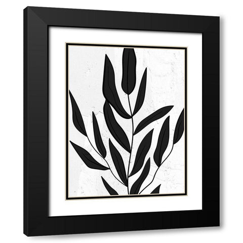 Plaster Leaves 2 Black Modern Wood Framed Art Print with Double Matting by Allen, Kimberly