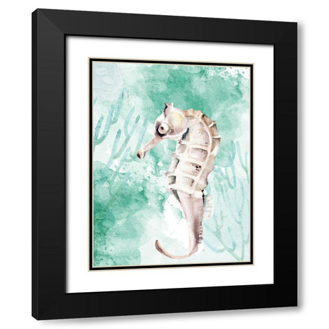 Seahorse Swimming Black Modern Wood Framed Art Print with Double Matting by Allen, Kimberly