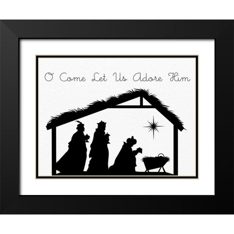 O Come Let Us Adore Him Black Modern Wood Framed Art Print with Double Matting by Allen, Kimberly