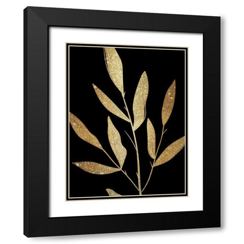 Plaster Leaves Gold 1 Black Modern Wood Framed Art Print with Double Matting by Kimberly, Allen