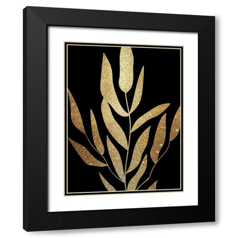 Plaster Leaves Gold 2 Black Modern Wood Framed Art Print with Double Matting by Kimberly, Allen