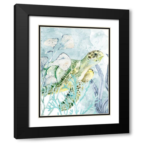 Sea Turtle Black Modern Wood Framed Art Print with Double Matting by Allen, Kimberly