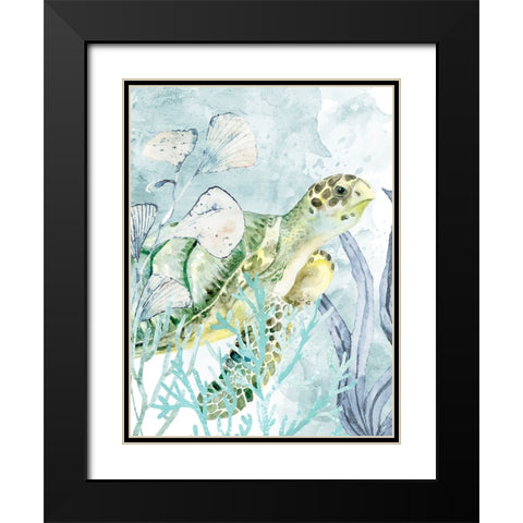 Sea Turtle Black Modern Wood Framed Art Print with Double Matting by Allen, Kimberly