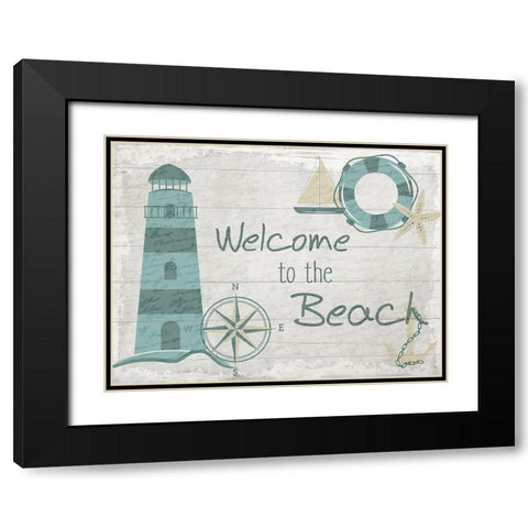 Welcome to the Beach Black Modern Wood Framed Art Print with Double Matting by Kimberly, Allen