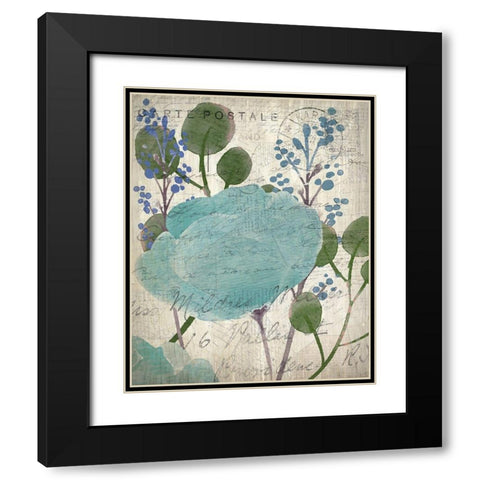 French Carte Postale Floral 1 Black Modern Wood Framed Art Print with Double Matting by Allen, Kimberly