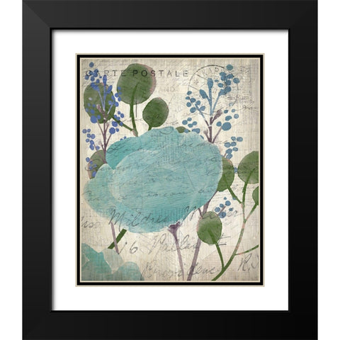 French Carte Postale Floral 1 Black Modern Wood Framed Art Print with Double Matting by Allen, Kimberly