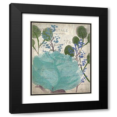 French Carte Postale Floral 2 Black Modern Wood Framed Art Print with Double Matting by Allen, Kimberly