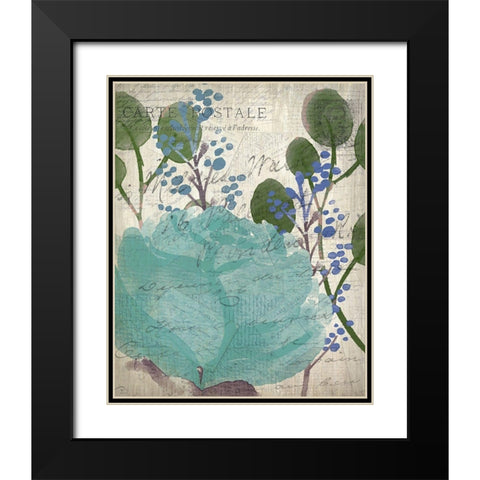 French Carte Postale Floral 2 Black Modern Wood Framed Art Print with Double Matting by Allen, Kimberly