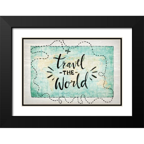 Travel the World Black Modern Wood Framed Art Print with Double Matting by Kimberly, Allen