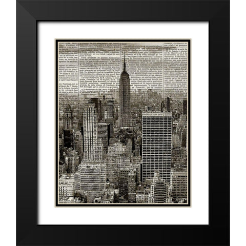 Newspaper City 1 Black Modern Wood Framed Art Print with Double Matting by Kimberly, Allen