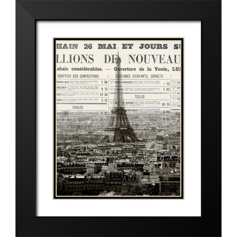 Newspaper City 3 Black Modern Wood Framed Art Print with Double Matting by Kimberly, Allen