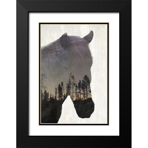 Starry Night Horse Black Modern Wood Framed Art Print with Double Matting by Kimberly, Allen