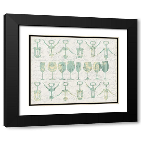 Wine in a Row Black Modern Wood Framed Art Print with Double Matting by Kimberly, Allen
