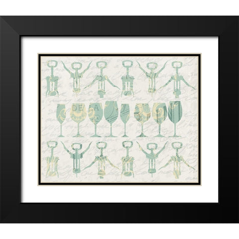 Wine in a Row Black Modern Wood Framed Art Print with Double Matting by Kimberly, Allen