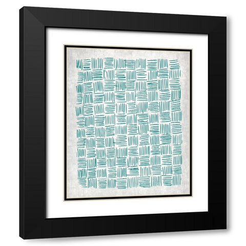 Teal Crosshatched 1 Black Modern Wood Framed Art Print with Double Matting by Kimberly, Allen