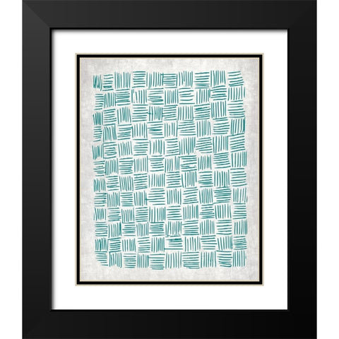 Teal Crosshatched 1 Black Modern Wood Framed Art Print with Double Matting by Kimberly, Allen
