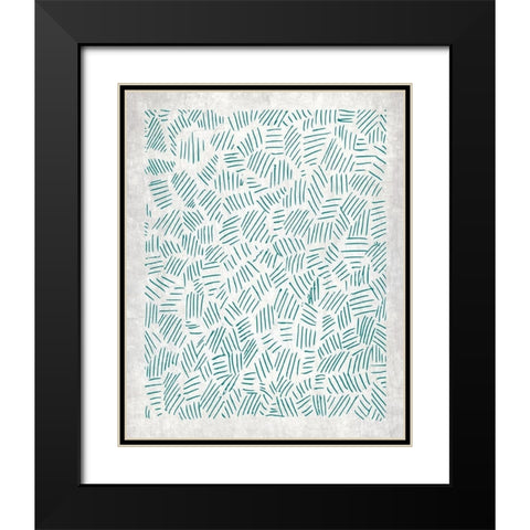 Teal Crosshatched 3 Black Modern Wood Framed Art Print with Double Matting by Kimberly, Allen