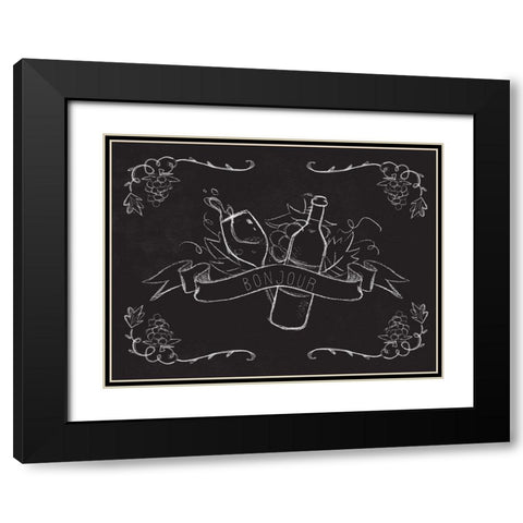 Bonjour Wine Black Modern Wood Framed Art Print with Double Matting by Kimberly, Allen