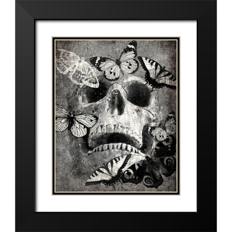 Butterfly Skull Black Modern Wood Framed Art Print with Double Matting by Kimberly, Allen