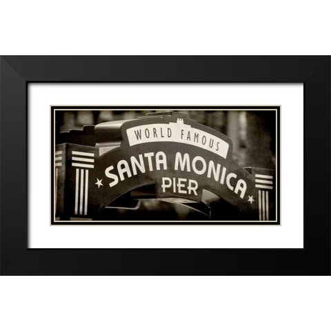 Santa Monica Pier Black Modern Wood Framed Art Print with Double Matting by Kimberly, Allen