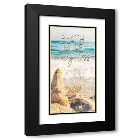 Starfish Beach 1 v2 Black Modern Wood Framed Art Print with Double Matting by Kimberly, Allen
