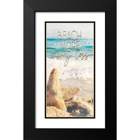 Starfish Beach 1 v2 Black Modern Wood Framed Art Print with Double Matting by Kimberly, Allen