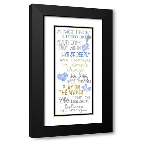 Mermaid Advice v2 Black Modern Wood Framed Art Print with Double Matting by Kimberly, Allen