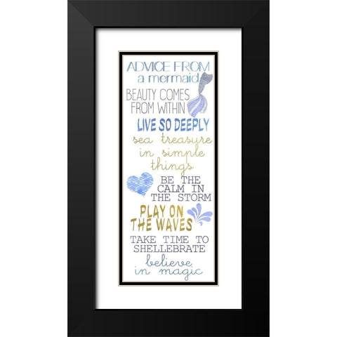 Mermaid Advice v2 Black Modern Wood Framed Art Print with Double Matting by Kimberly, Allen