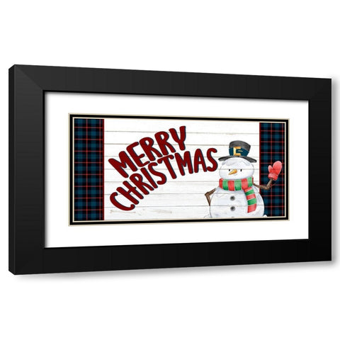 Merry Christmas Snowman Black Modern Wood Framed Art Print with Double Matting by Allen, Kimberly