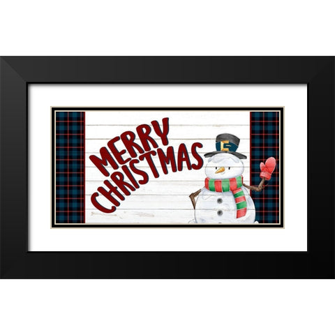 Merry Christmas Snowman Black Modern Wood Framed Art Print with Double Matting by Allen, Kimberly
