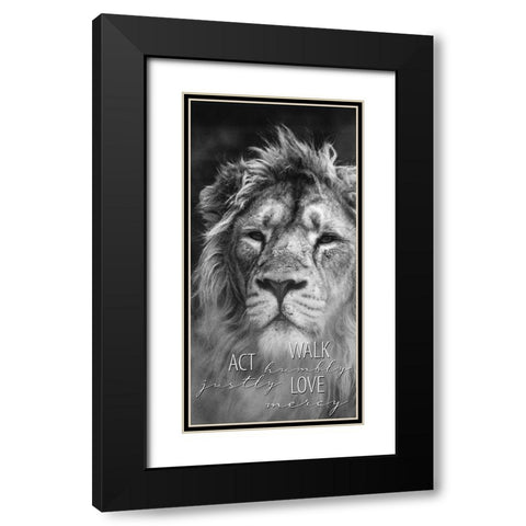 Act Justly Lion Black Modern Wood Framed Art Print with Double Matting by Allen, Kimberly