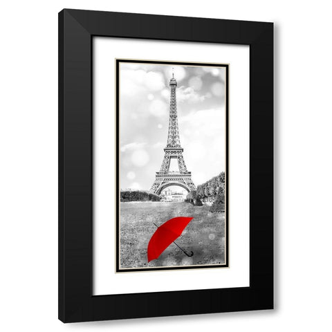 Red Umbrella Paris 1 Black Modern Wood Framed Art Print with Double Matting by Allen, Kimberly