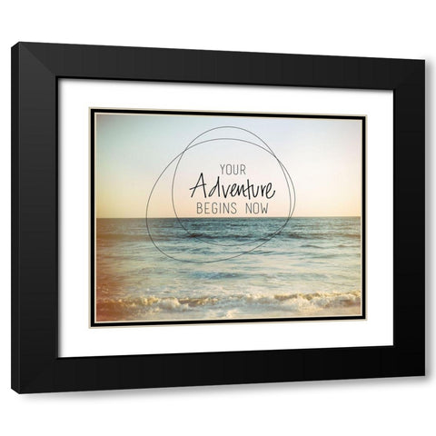 Adventure Begins Now Black Modern Wood Framed Art Print with Double Matting by Louise, Gigi