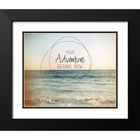 Adventure Begins Now Black Modern Wood Framed Art Print with Double Matting by Louise, Gigi