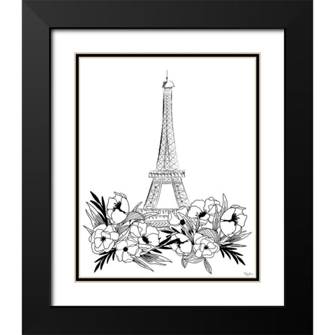 Eiffel Black White Black Modern Wood Framed Art Print with Double Matting by Louise, Gigi
