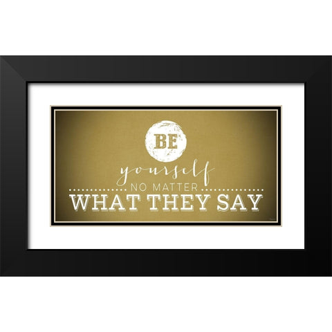 Yourself Yellow Black Modern Wood Framed Art Print with Double Matting by Louise, Gigi