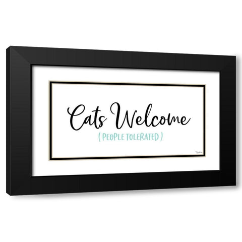 Cats Welcome White Black Modern Wood Framed Art Print with Double Matting by Louise, Gigi