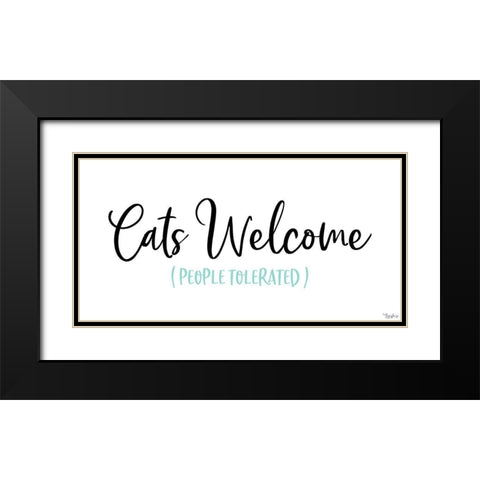 Cats Welcome White Black Modern Wood Framed Art Print with Double Matting by Louise, Gigi