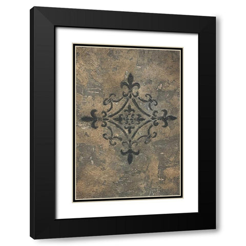Fleur de Lis Medallion Black Modern Wood Framed Art Print with Double Matting by Emery, Kristin
