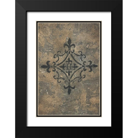 Fleur de Lis Medallion Black Modern Wood Framed Art Print with Double Matting by Emery, Kristin