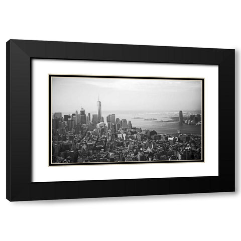 A Fly Over The City 1 Black Modern Wood Framed Art Print with Double Matting by Colberg, Lisa