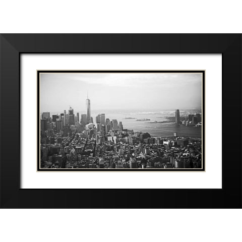 A Fly Over The City 1 Black Modern Wood Framed Art Print with Double Matting by Colberg, Lisa