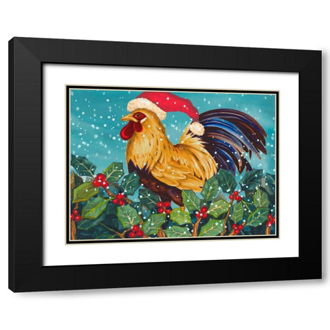 Mr Christmas Rooster Black Modern Wood Framed Art Print with Double Matting by Korsgaden, Laurie