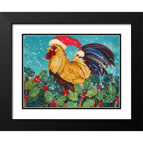 Mr Christmas Rooster Black Modern Wood Framed Art Print with Double Matting by Korsgaden, Laurie
