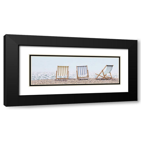 Beach Chairs Black Modern Wood Framed Art Print with Double Matting by Straatsma, Leah