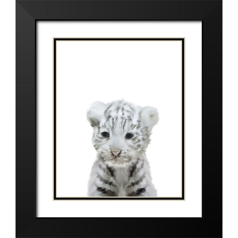 White Tiger Black Modern Wood Framed Art Print with Double Matting by Straatsma, Leah